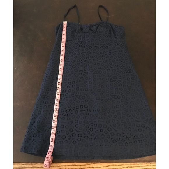 Lilly Pulitzer Karina Navy Blue Eyelet Overlay Mini Dress - Size 4 - Picture 7 of 10